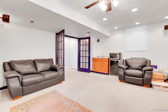 19939 E Belleview Ln, Centennial, CO 80015 - living area featuring recessed lighting, visible vents, a ceiling fan, and baseboards