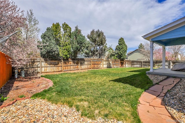 19939 E Belleview Ln, Centennial, CO 80015 - view of yard with a fenced backyard and a patio