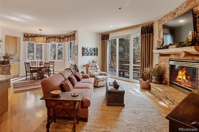 725 Sun Valley Dr, Woodland Park, CO 80863 - living area featuring wood finished floors and a fireplace