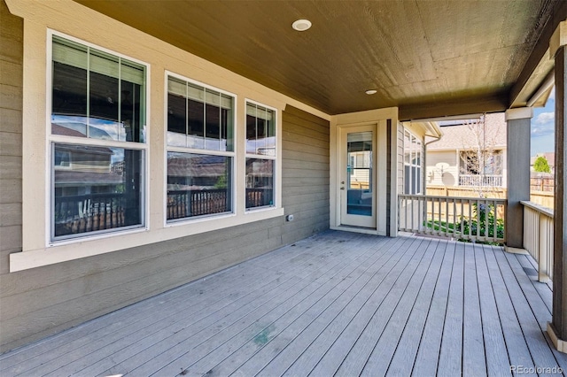 wooden terrace with covered porch