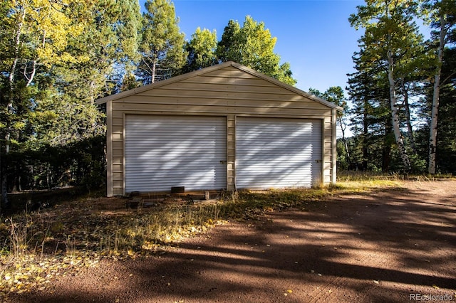 view of detached garage