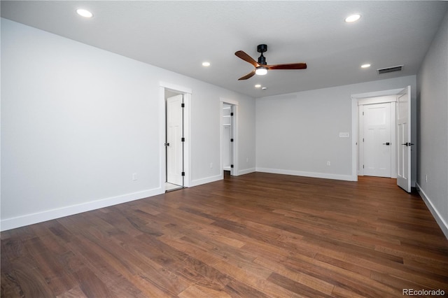 404 S Oneida Way, Denver, CO 80224 - unfurnished room featuring a ceiling fan, dark wood-style floors, and recessed lighting