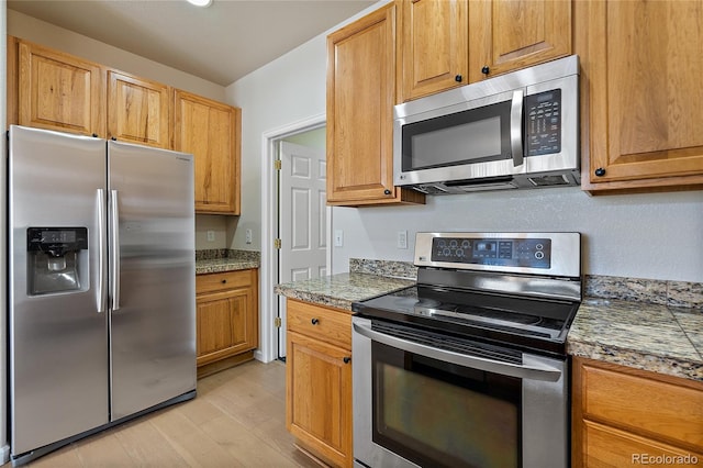 kitchen featuring light wood-type flooring and appliances with stainless steel finishes