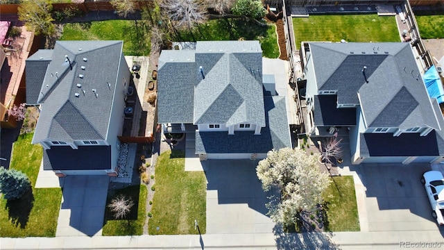 aerial view with a residential view