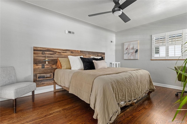 4425 Irving St, Denver, CO 80211 - bedroom featuring wood finished floors, baseboards, vaulted ceiling, and a ceiling fan