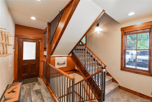 302 N Main St, Breckenridge, CO 80424 - stairway featuring baseboards and recessed lighting