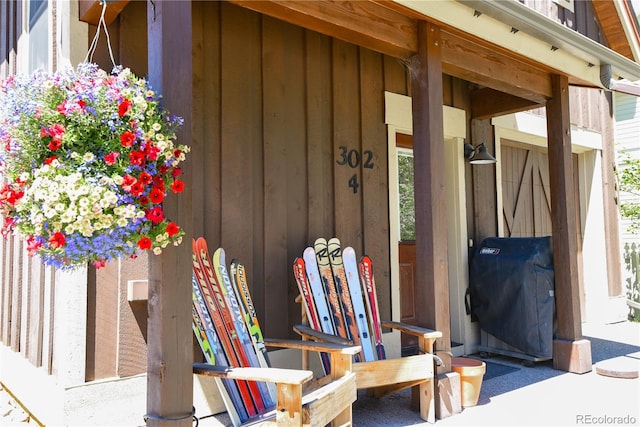 302 N Main St, Breckenridge, CO 80424 - property entrance featuring board and batten siding
