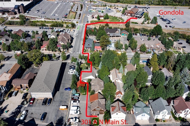 302 N Main St, Breckenridge, CO 80424 - aerial perspective of suburban area featuring property boundaries highlighted