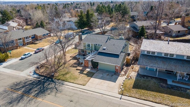 bird's eye view with a residential view