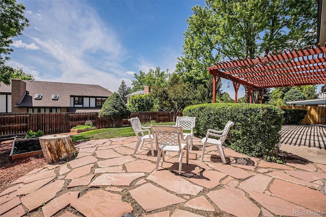 7655 S Ogden Way, Centennial, CO 80122 - fenced backyard with a patio area, a pergola, and outdoor dining area