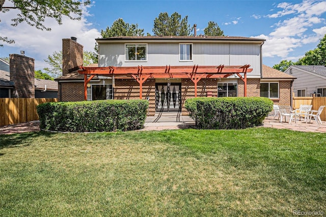 7655 S Ogden Way, Centennial, CO 80122 - rear view of house with a pergola, a patio area, and brick siding