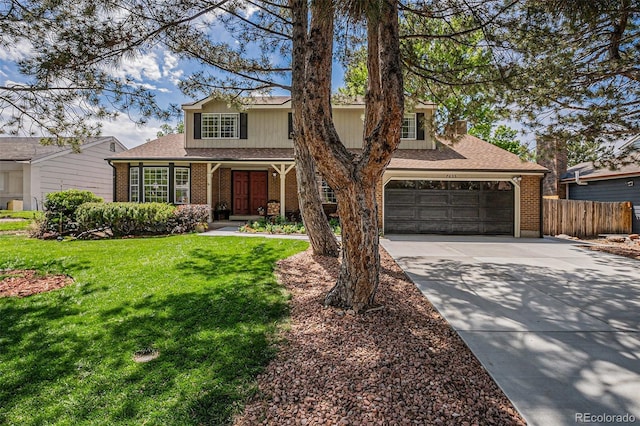 7655 S Ogden Way, Centennial, CO 80122 - traditional-style home with brick siding, concrete driveway, and a shingled roof