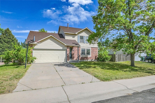 9946 Harrison St, Thornton, CO 80229 - traditional-style home featuring a garage, driveway, brick siding, and a shingled roof