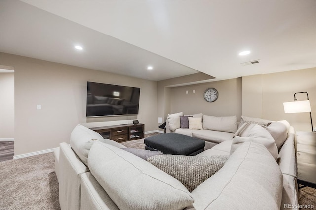 living room with carpet floors