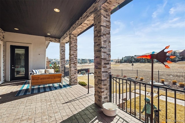 view of patio featuring an outdoor hangout area