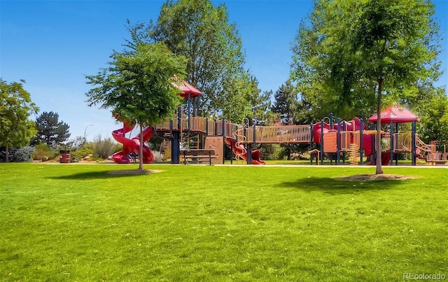 community playground with a yard