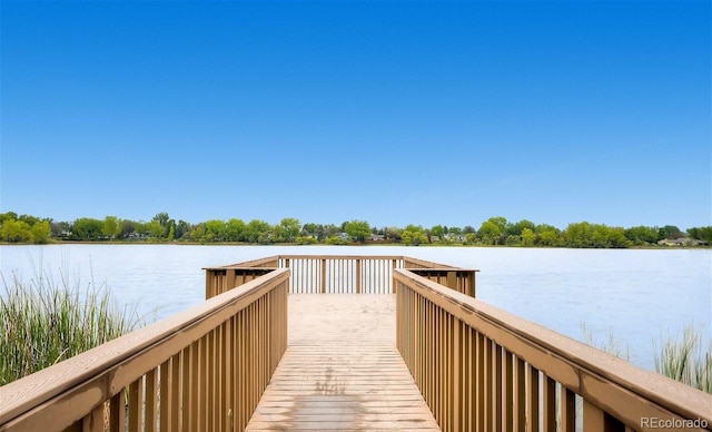 view of dock featuring a water view