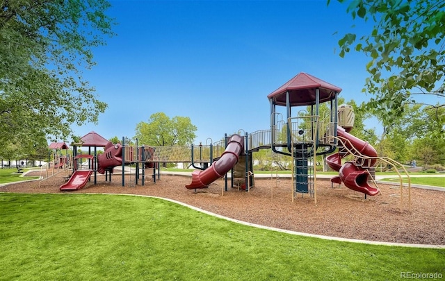 communal playground with a lawn