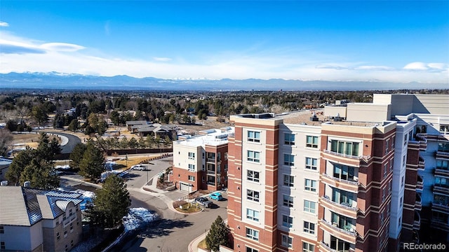 drone / aerial view with a mountain view