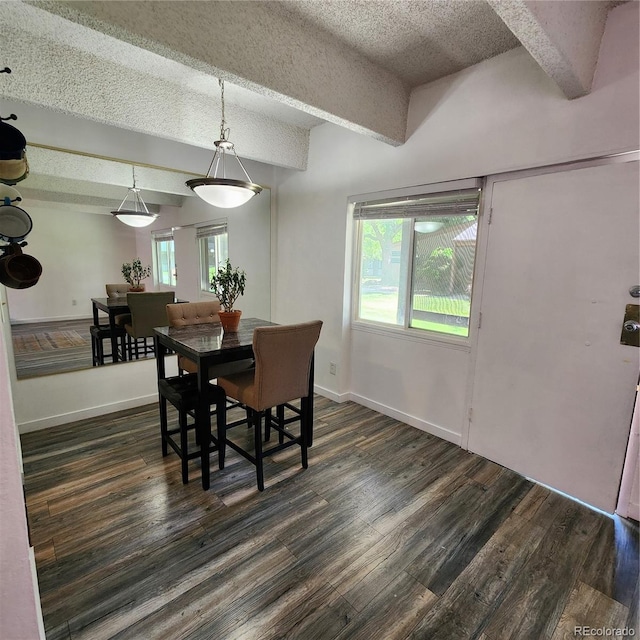 384 S Ironton St Unit 102, Aurora, CO 80012 - dining room with dark wood-type flooring and a textured ceiling