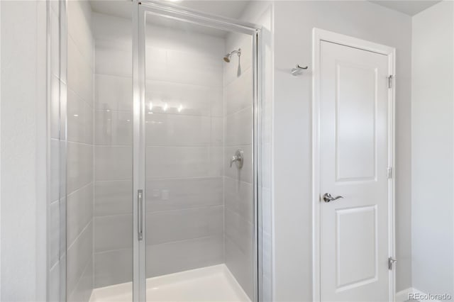 bathroom featuring a shower stall