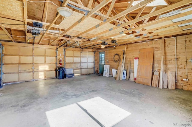 garage with a garage door opener