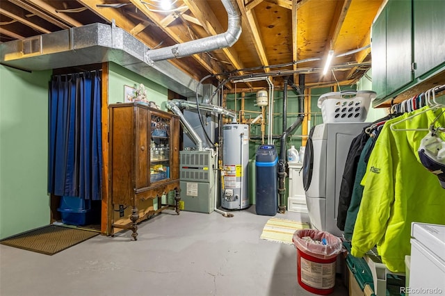 2115 Rangeview Dr, Pueblo, CO 81008 - unfinished below grade area with gas water heater, a water softener, and heating unit