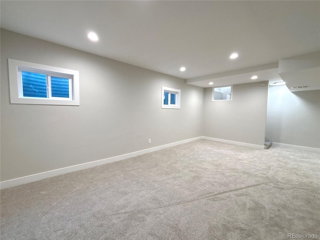 basement featuring carpet