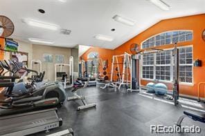 5726 N Genoa Way Unit 301, Aurora, CO 80019 - workout area featuring lofted ceiling