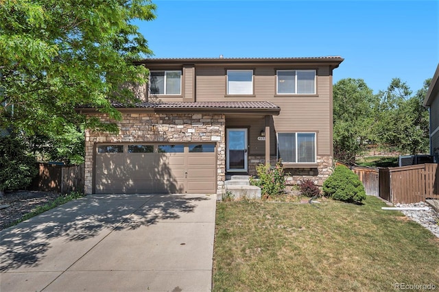 front of property with a garage and a front yard