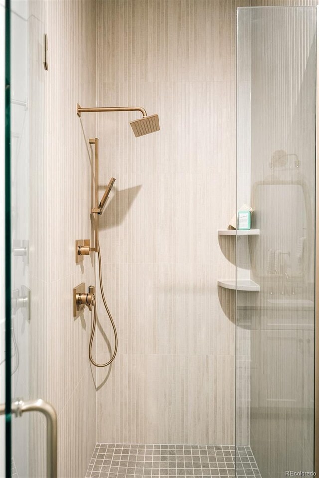 bathroom featuring a stall shower
