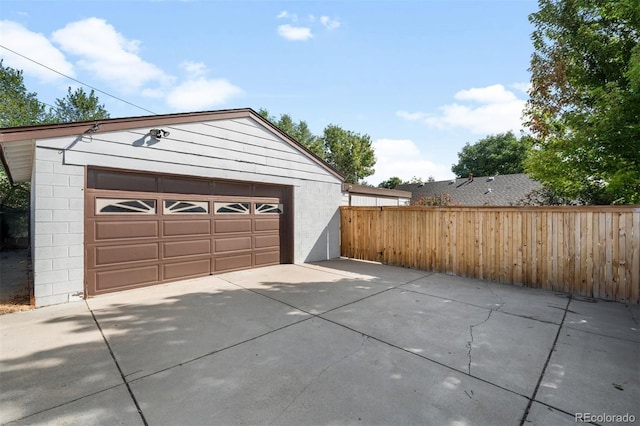 view of garage