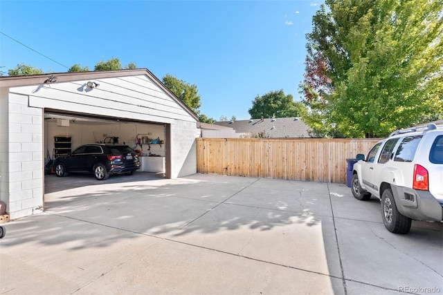 view of garage