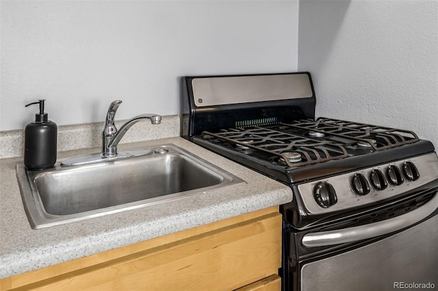 kitchen featuring stainless steel range with gas stovetop and sink