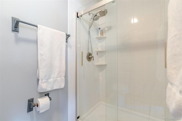 bathroom with a shower stall