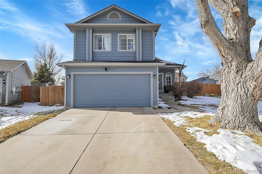 view of property with a garage