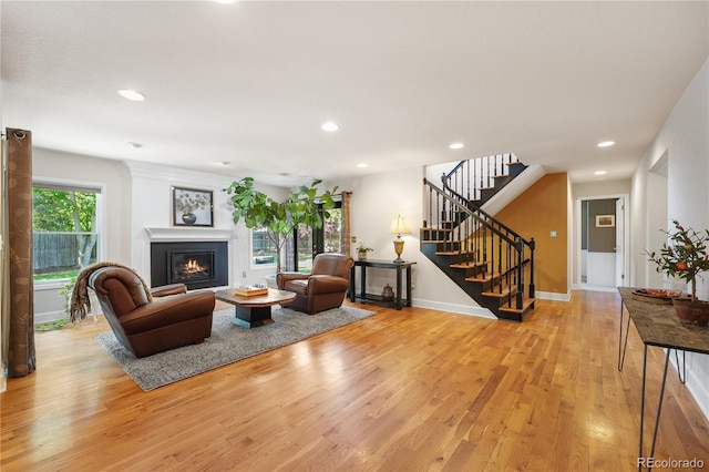 living room featuring light wood-type flooring