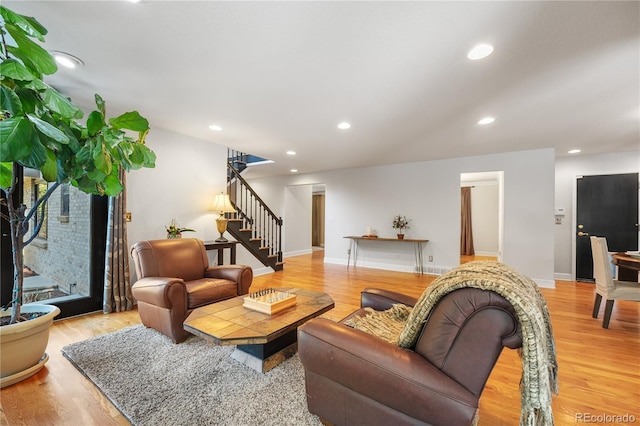 living room featuring light hardwood / wood-style flooring