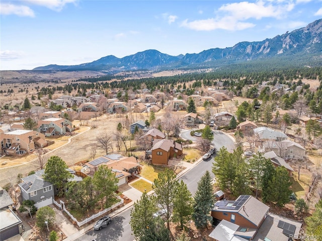 drone / aerial view with a mountain view and a residential view