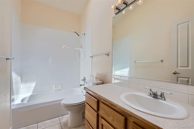 full bathroom featuring vanity, shower / tub combination, and tile patterned flooring