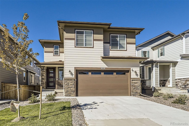 view of front of property with a garage