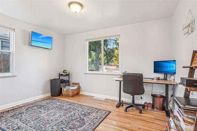 office area featuring hardwood / wood-style flooring