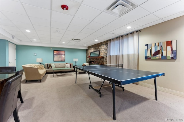 2 Adams St Unit 608, Denver, CO 80206 - playroom with carpet floors, a drop ceiling, baseboards, and recessed lighting