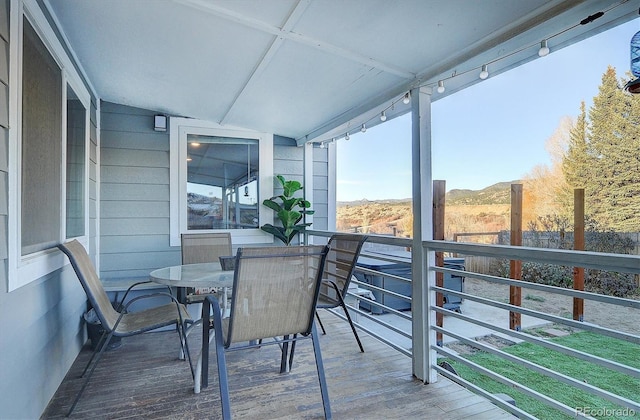 balcony with a mountain view