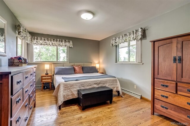 9650 W 35th Ave, Wheat Ridge, CO 80033 - bedroom with a baseboard radiator and light wood finished floors