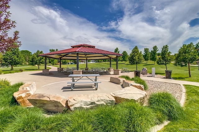 9650 W 35th Ave, Wheat Ridge, CO 80033 - view of community featuring a gazebo, a yard, and a patio