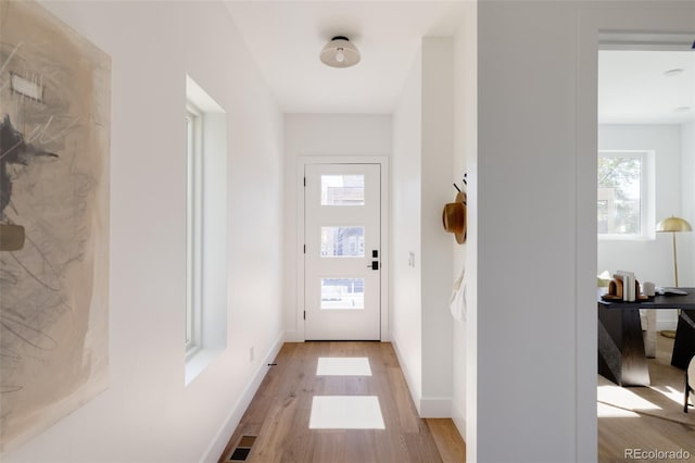 entryway with light hardwood / wood-style flooring