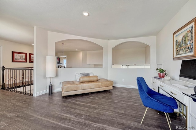 3035 Blodgett Dr, Colorado Springs, CO 80919 - office area featuring wood finished floors, baseboards, and recessed lighting