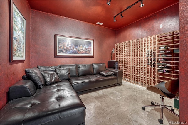 3035 Blodgett Dr, Colorado Springs, CO 80919 - interior space with visible vents, rail lighting, and a textured wall