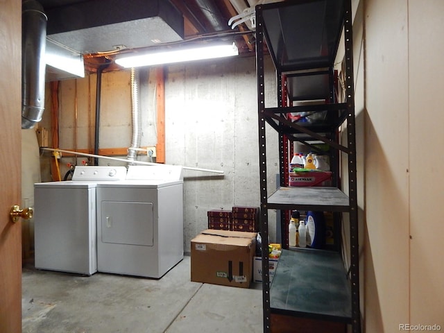 basement with independent washer and dryer